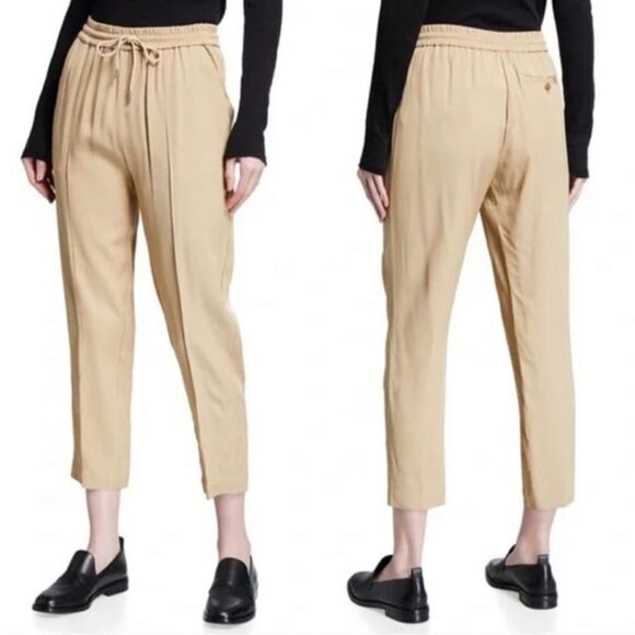 ATM ANTHONY THOMAS MELILLO Micro Twill Pull On Cropped Pants XS in Tan NEW - Picture 1 of 8